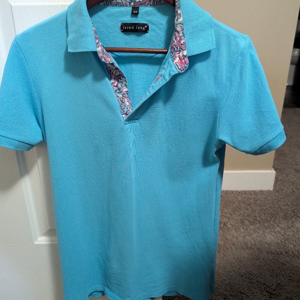 Mens Jared Lang Light Blue Polo Size Small